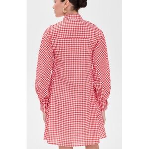 Ro's Garden Chloe Short Long Sleeve Dress Red White Check Print Pockets S
